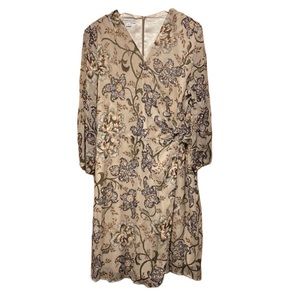 Pendleton 100% silk faux wrap floral dress semi shear shelves size 18 petite